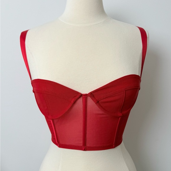 Oh Polly Red Mesh Corset Bustier Top New Without Tags - Picture 3 of 6